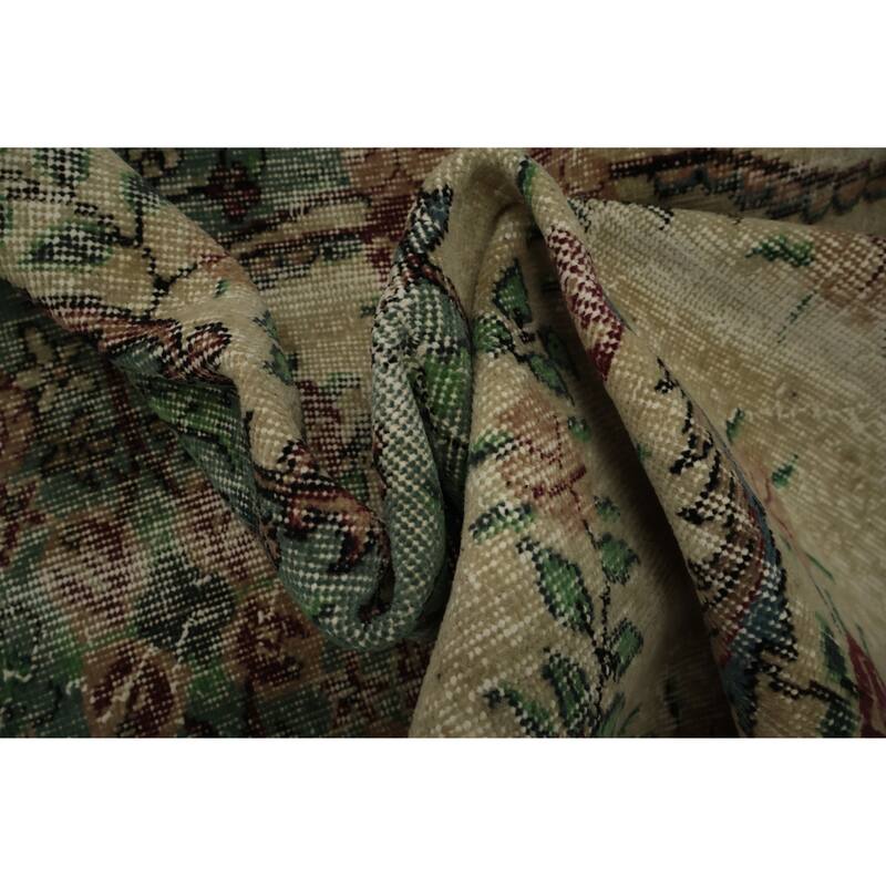 Hand Knotted Oriental 100% Wool Carpet Transitional Floral Beige & Ivories Anatolian Area Rug - 6' 10'' X 3' 9''