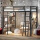 preview thumbnail 1 of 12, Metal Loft Bed Frame with Built-in Desk and 3-Tire Shelf Under Bed,Twin Size Black