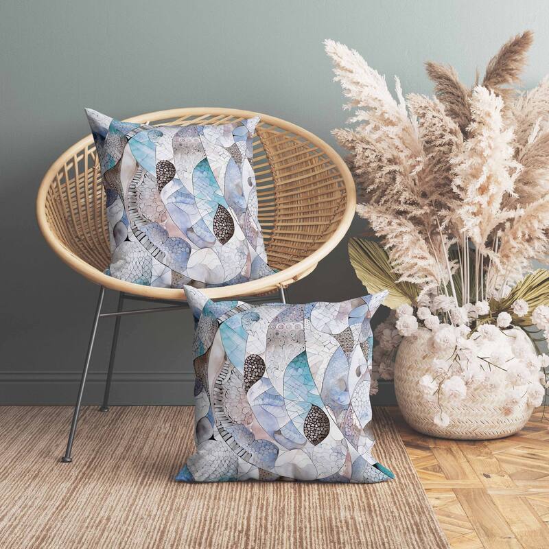 Rock Heaven Indoor/Outdoor Reversible Throw Pillow Blue and Brown