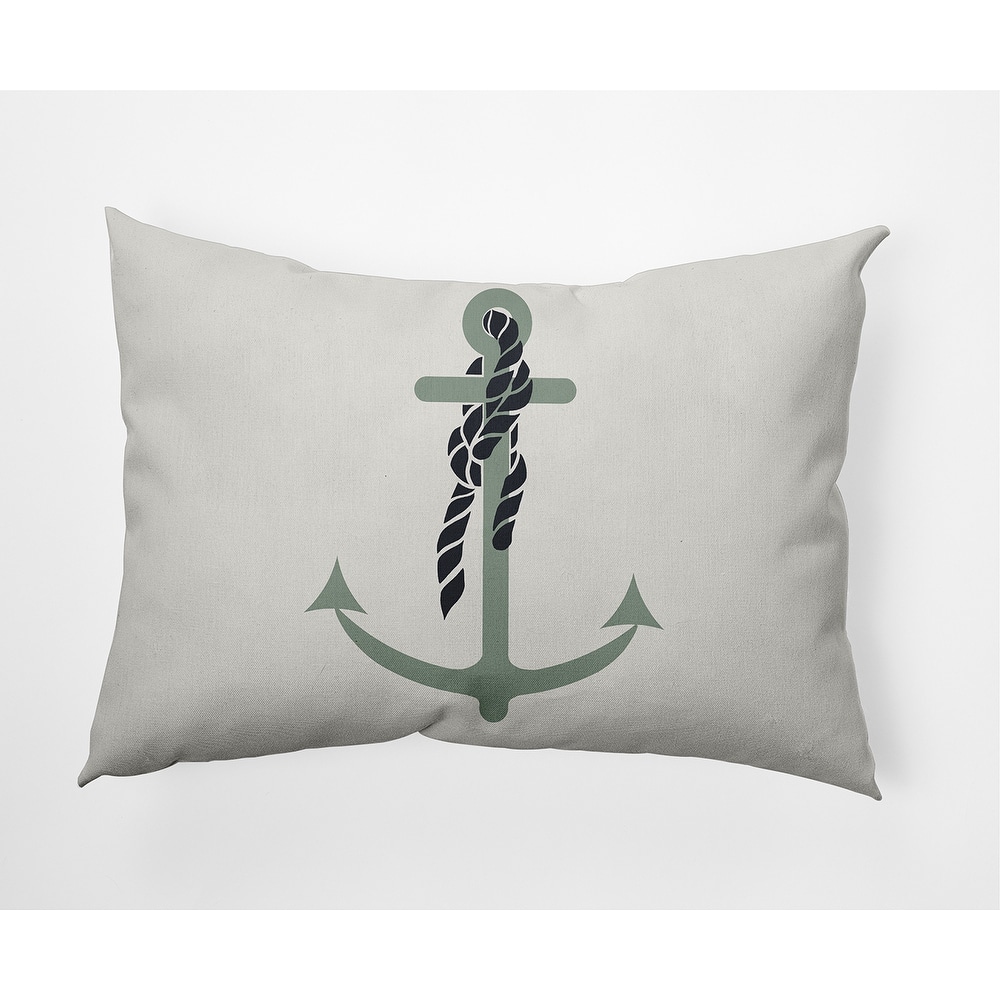 Anchor and Rope Nautical Indoor/Outdoor Throw Pillow