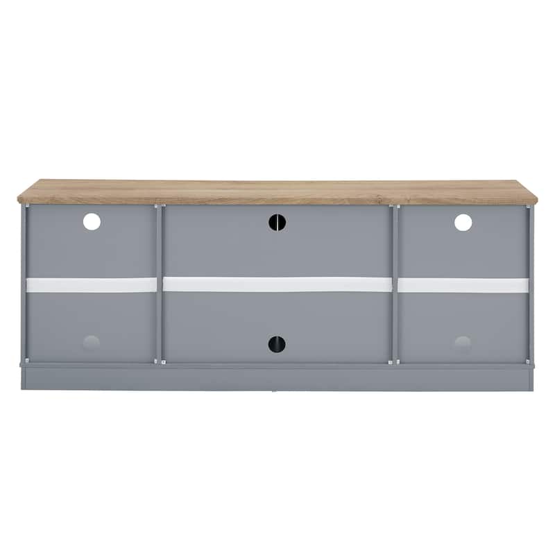 Modern Wooden TV Media Stand, Entertainment Center with Fluted Glass Doors, Console Table with Adjustable Shelves