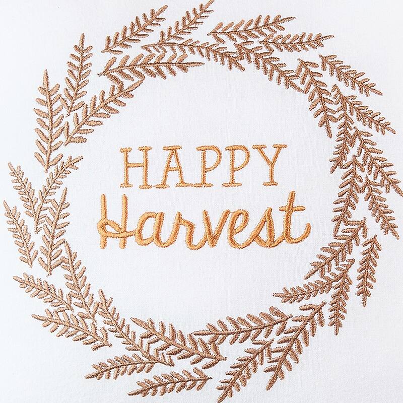 10" x 10" Happy Harvest Embroidered Fall Throw Pillow