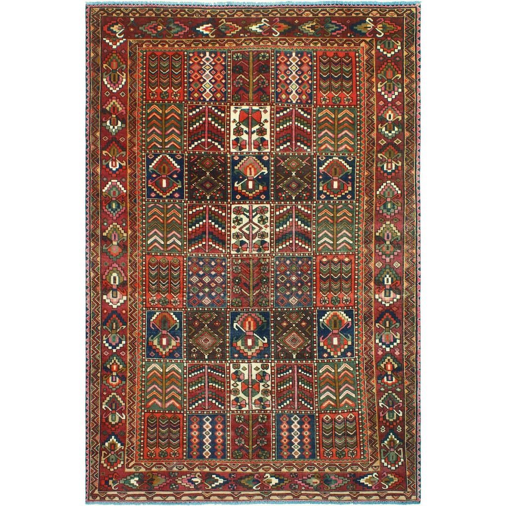 Fine Vintage Distressed Len Burgundy/Ivory Rug - 6'7" x 9'7"