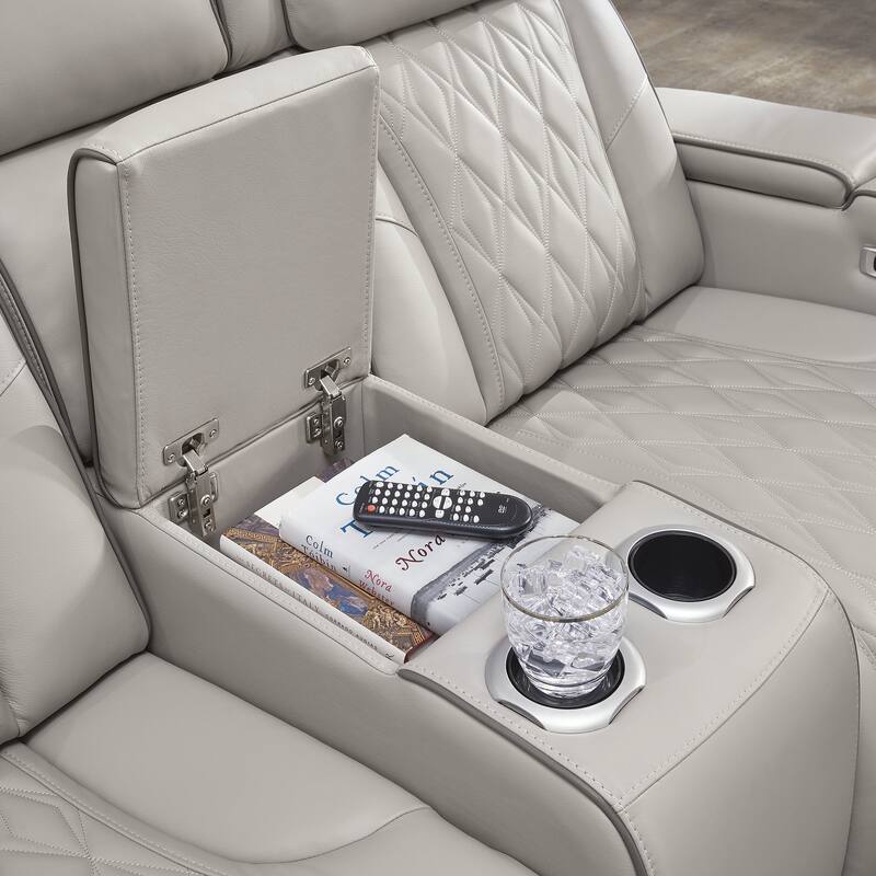 Signature Design by Ashley Boyington Gray Power Reclining Loveseat with Console - 75"W x 40"D x 44"H