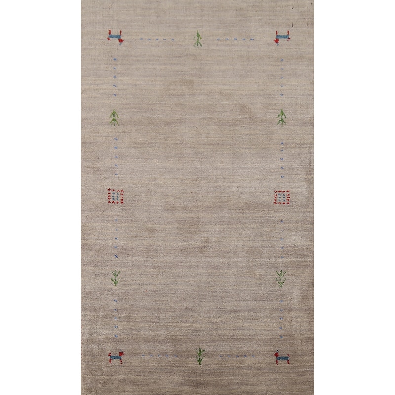 Tribal Gabbeh Indian Accent Rug Handmade Contemporary Wool Carpet - 2'7"x 4'10"