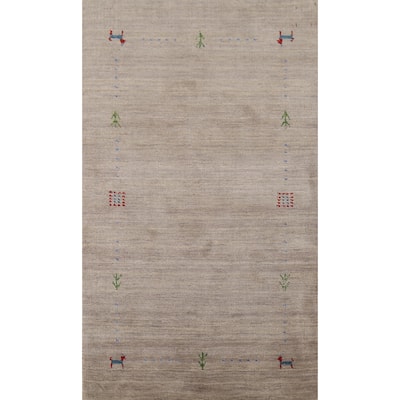 Tribal Gabbeh Indian Accent Rug Handmade Contemporary Wool Carpet - 2'7"x 4'10"