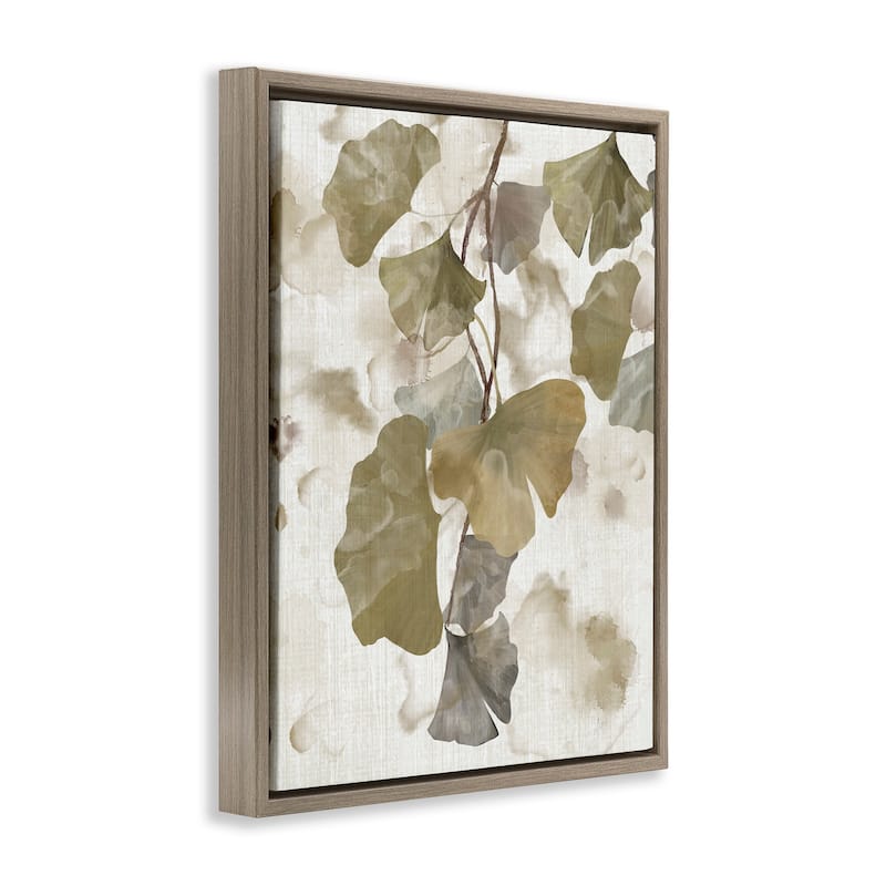 Stupell Rustic Ginkgo Leaves Framed Floater Canvas Wall Art Design by Nan