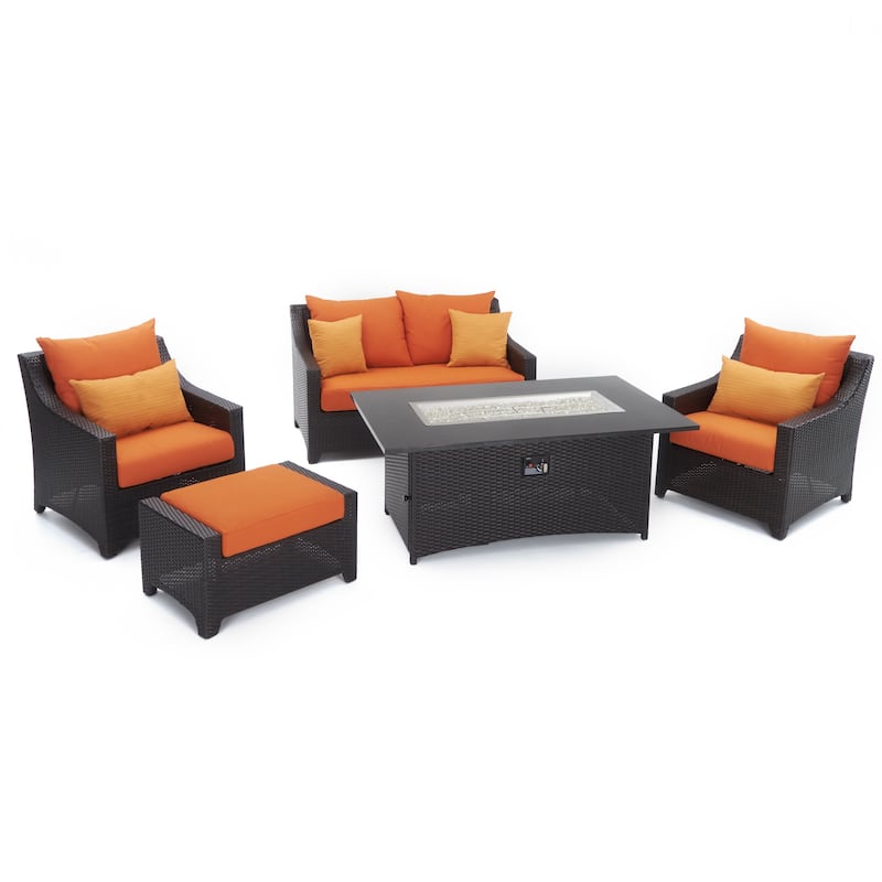 Deco 5 Piece Sunbrella Outdoor Patio Love & Club Fire Set
