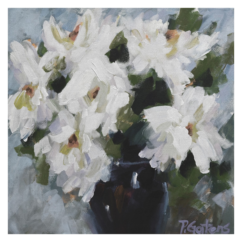 White Peony Bouquet Soft by Pamela Gatens Canvas Art Print