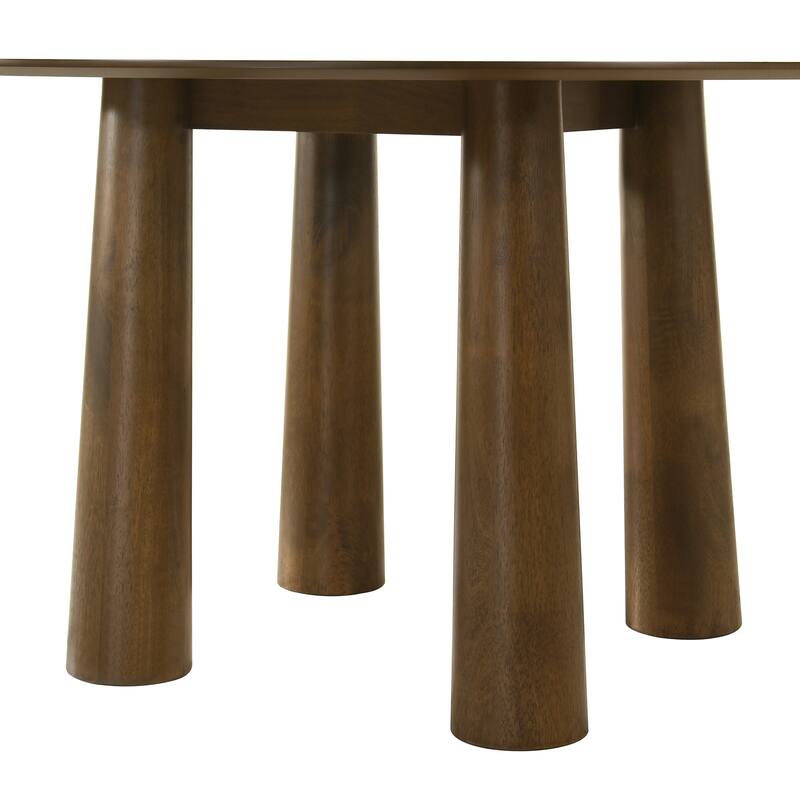 Klarissa Mid-Century Modern 54 in Round Dining Table in Walnut Finish 