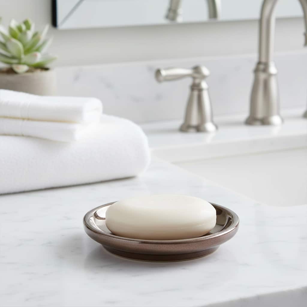 Bronze Porcelain Bathroom Accessory Set 4-Pieces Crackled Texture