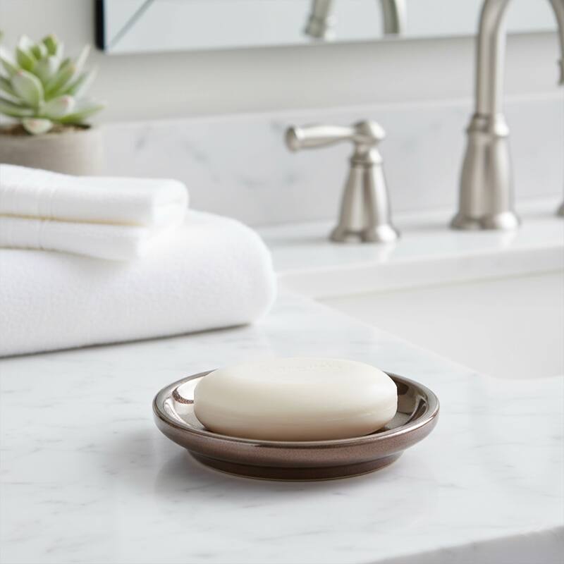 Bronze Porcelain Bathroom Accessory Set 4-Pieces Crackled Texture - Soap Dish Only