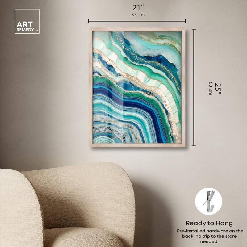 Blue Green Abstract Agate II Shadowbox by Art Remedy