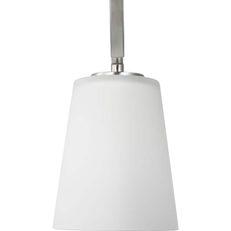 Vertex Collection Three-Light Brushed Nickel Etched White Contemporary Convertible Chandelier - 18 in x 18 in x 16.75 in