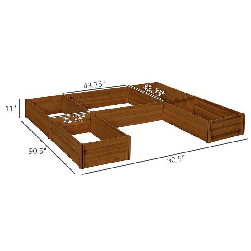 Outsunny 7.5x7.5ft DIY Raised Garden Bed, Set of 5 Large Wooden Box Planters for Outdoor Plants