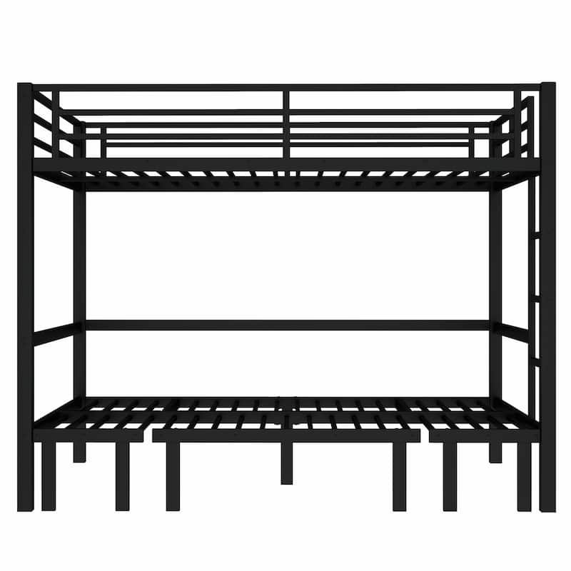 Pull-Out Bunk Bed with Three-Section Lower Bunk and Safety Rails on Top Bunk