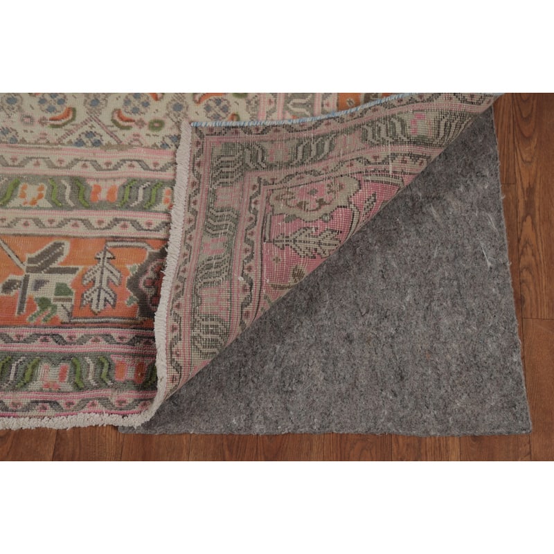 Geometric Tabriz Persian Vintage Area Rug Handmade Grey Wool Carpet - 7'9" x 10'0"