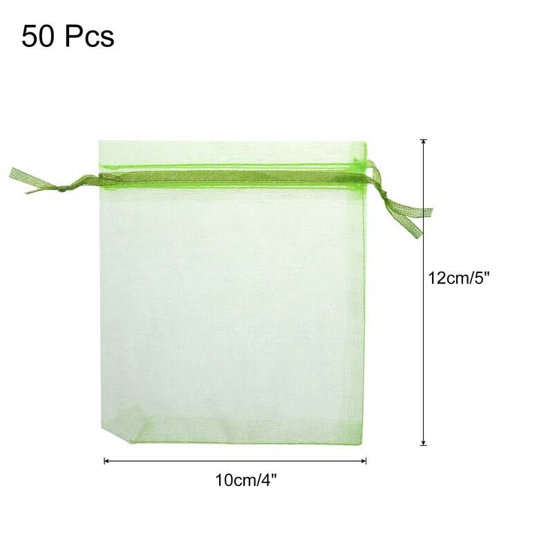 50pcs Organza Bags Drawstring Favor Pouches Sheer Mesh Bag for Wedding