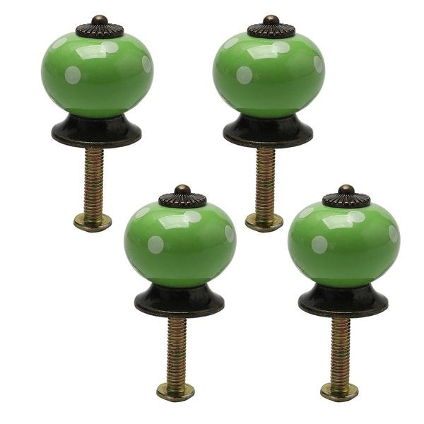 4pcs Ceramic Knobs Vintage Pull Handle Furniture Drawer Cabinet Cupboard Wardrobe Dresser Door Knob Accessories Green