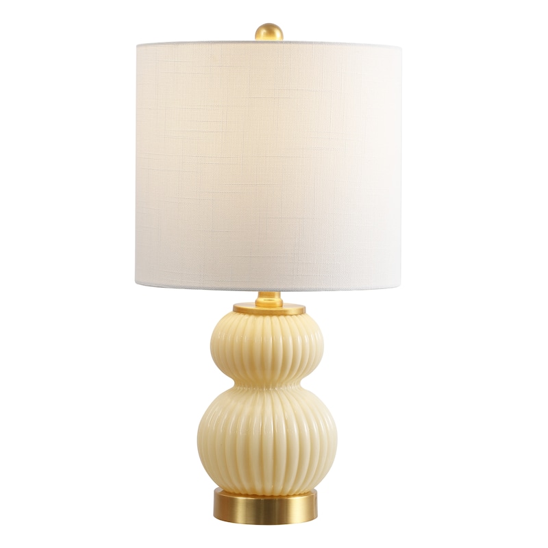 Lorena 20" Ribbed Metal/Glass LED Table Lamp, by JONATHAN Y