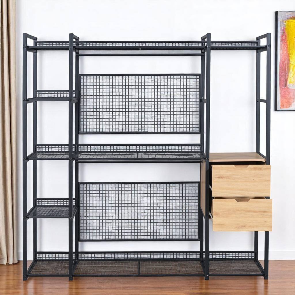 HomeRoots 69" Black Metal Closet System