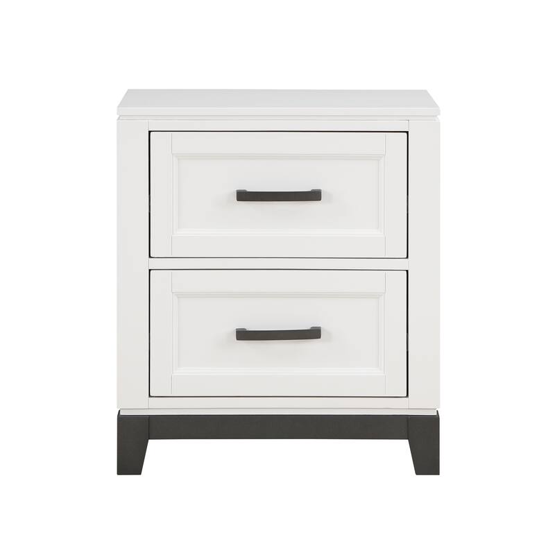 White Finish Nightstand with 2x Storage Drawers 1pc - White