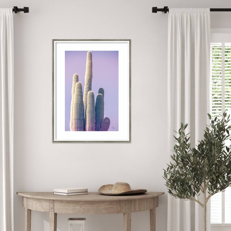 Saguaro Purple Pastel by Nathan Larson Wood Framed Wall Art Print