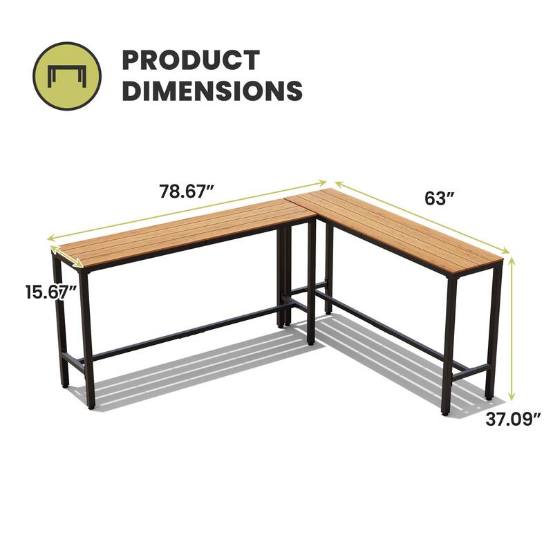 Crestlive Products Patio Outdoor Bar Table Rectangle Pub Table