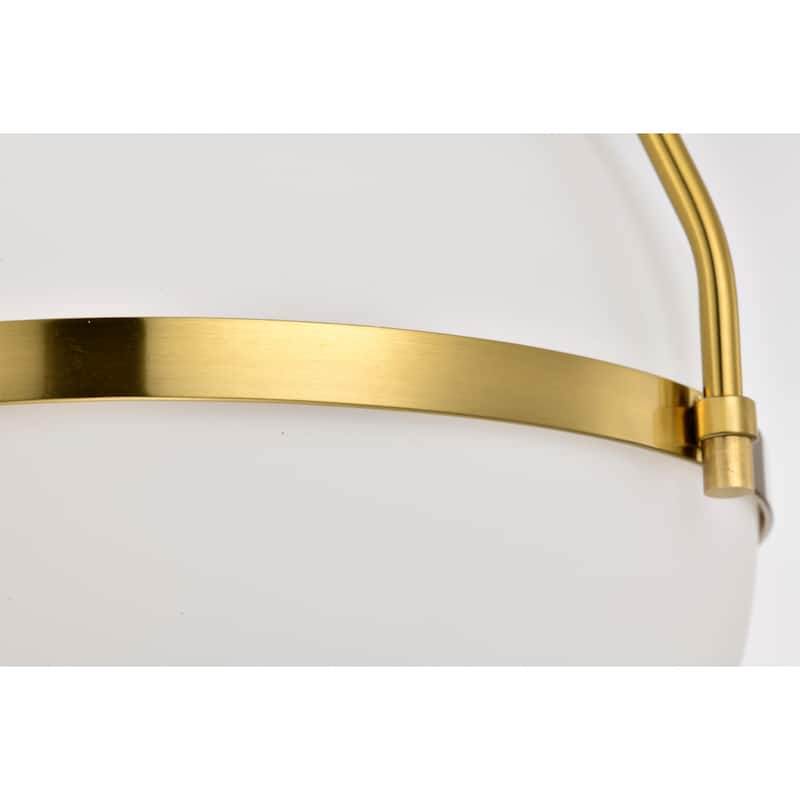 Brass Contemporary Semi-Flushmount Ceiling Lamp Metal with Frosted Globe