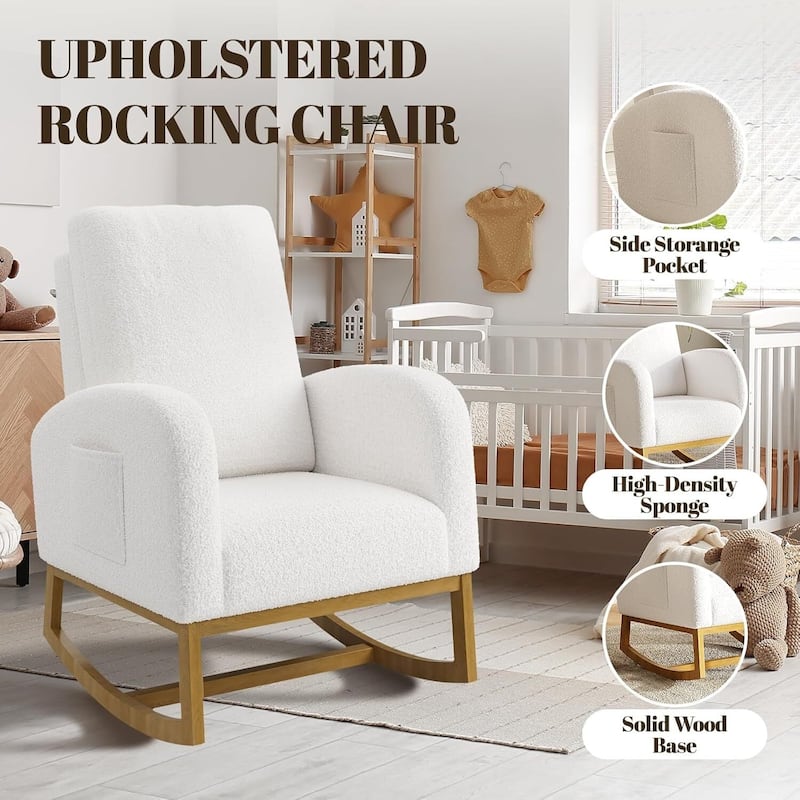 Teddy Fabric Rocking Chair for Living Room, Bedroom, Nursery, Garden - 1PC