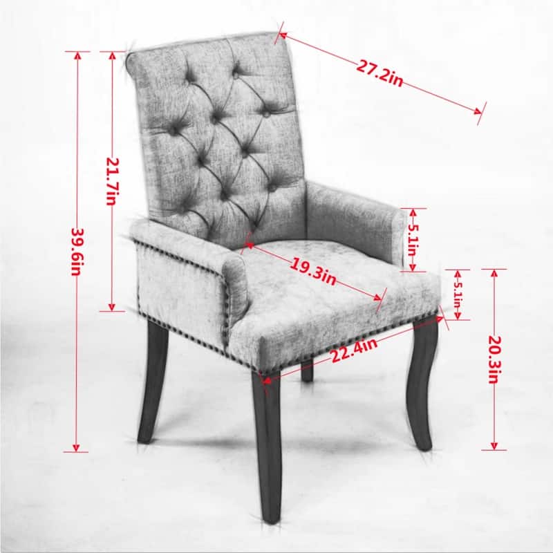 Upholstered Chenille Fabric Accent Dining Chair with Curved Solid Wood Legs