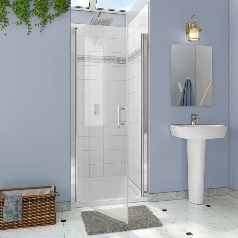 Elegant Adjustable Width Frameless Pivot Swing Shower Door with 1/4 inch Transparent Tempered by Certified Glass Door