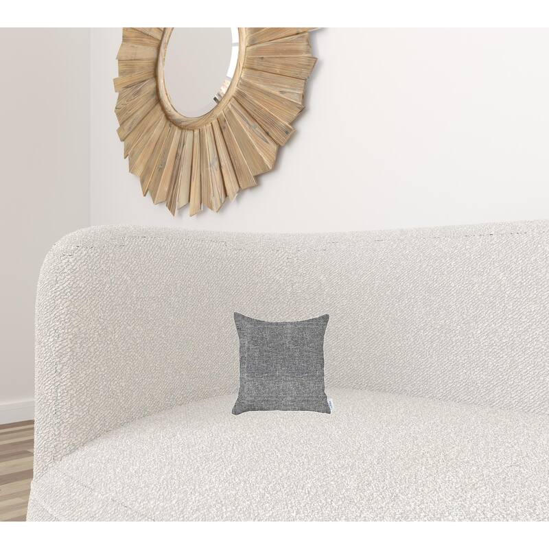 HomeRoots 18" X 18" Grey And Black Solid Color Zippered Handmade Polyester Throw Pillow Cover
