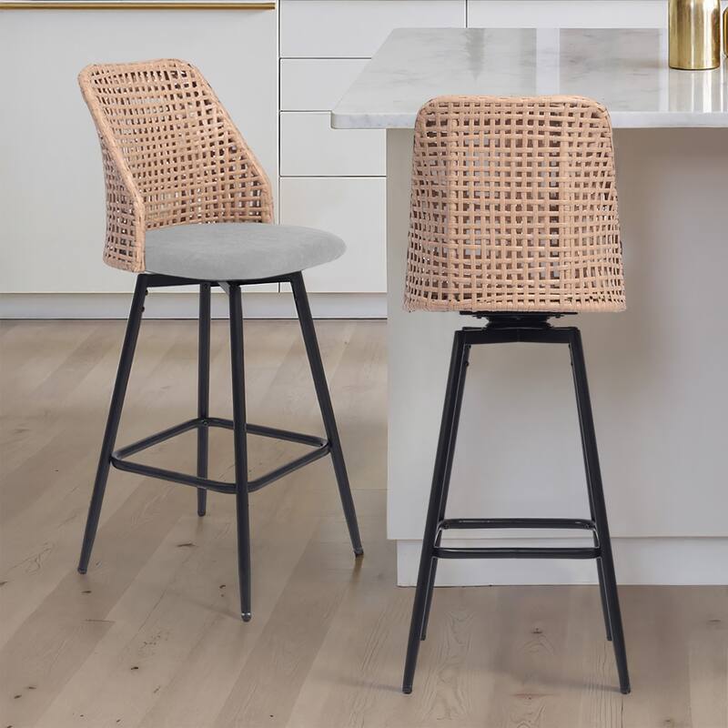 28.8" Indoor Swivel Wicker Barstools