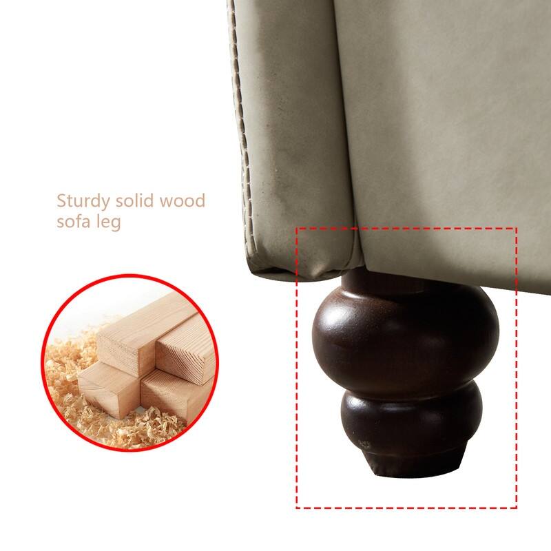 Linen Fabric Faux Leather Sofa with Two Removable Storage Boxes