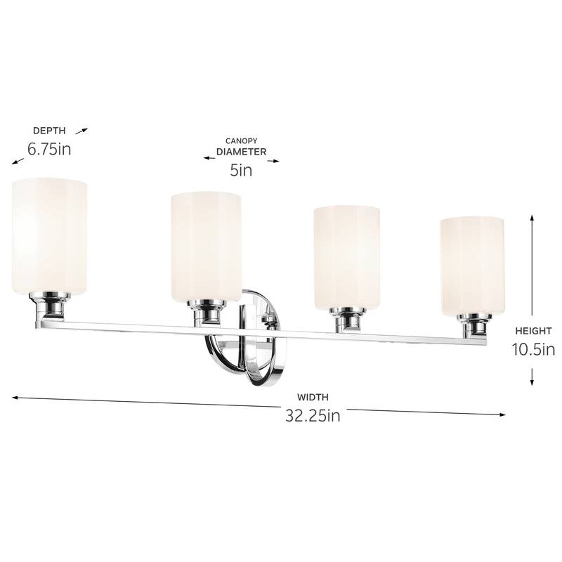 Kichler Lighting Gioe 32.25" 4-Light Vanity Light with Opal Glass in Chrome