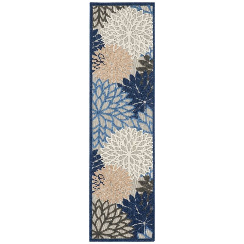 Nourison Aloha Floral Modern, Indoor/Outdoor Area Rug - 2' x 6' - Blue/Multicolor