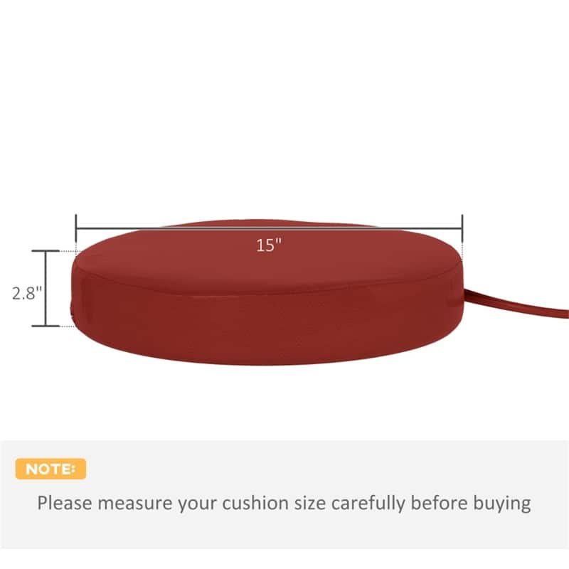 Polyester Round Chair Cushions Set of 4 with Ties - 15" Dia. x 2.8" H