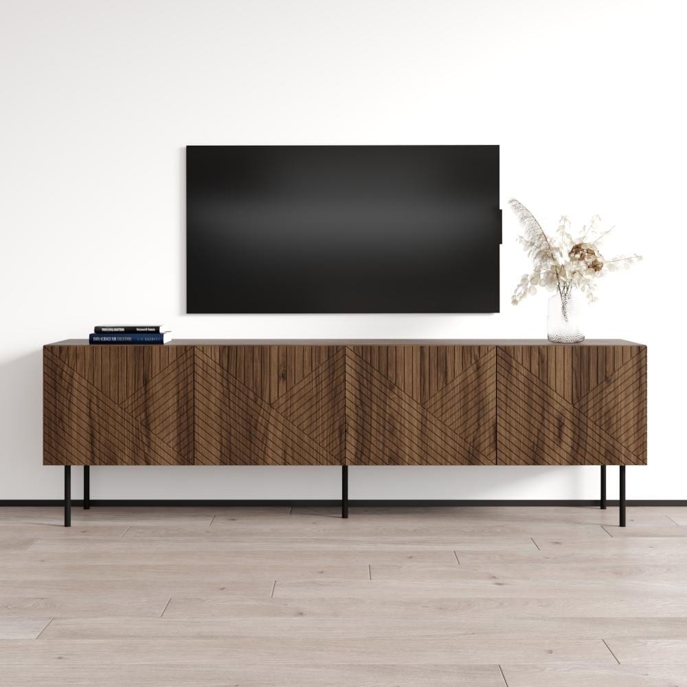 Meble Furniture Art Deco TV Stand, Modern Media Console with Storage for up to 85" TVs, Matte Finish, 75"W x 22.8"H x 15.7"D