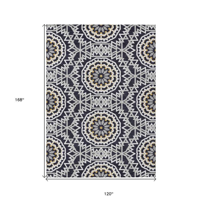 HomeRoots Floral Medallion Transitional Rectangle Outdoor Rug