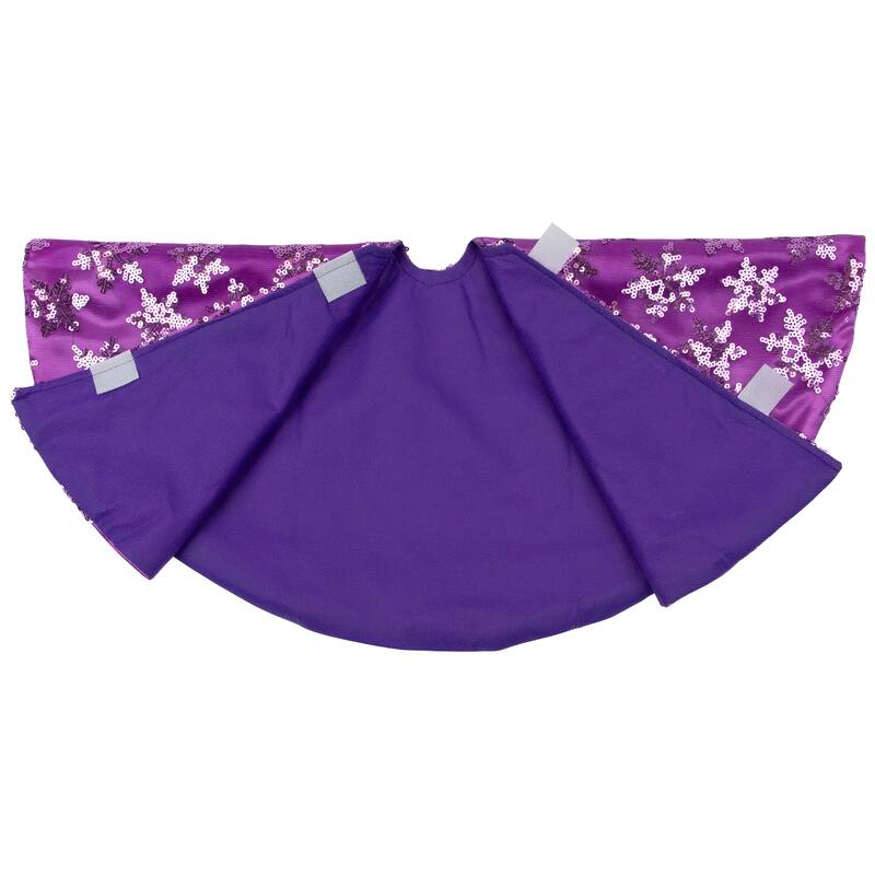 Sequin Snowflake Mini Christmas Tree Skirt - Purple - 20"