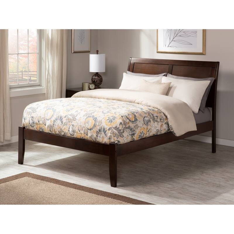 Portland King Wood Platform Bed in Walnut