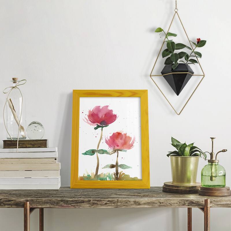Pink Fleurs I -Framed Print w/glass-Cherry Red