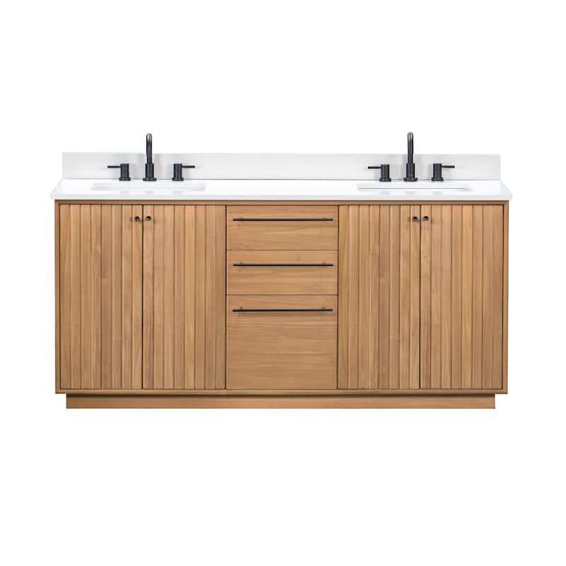 Avanity Parker Bathroom Vanity in Natural Teak with White Engineered Stone Top