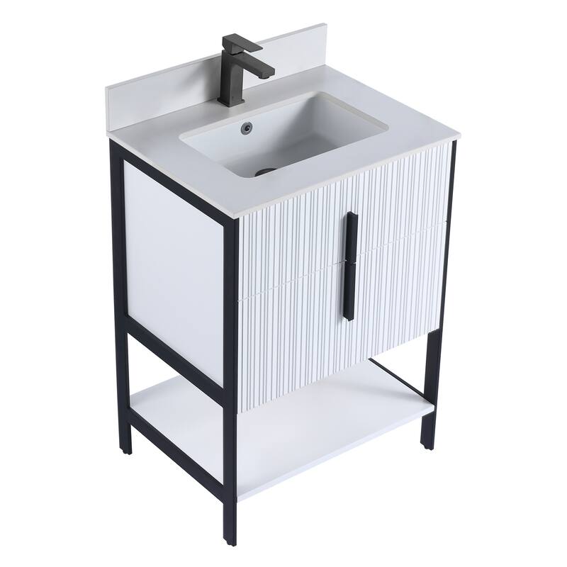 Fine Fixtures Serenity Modern Bathroom Vanity with White Stone Top