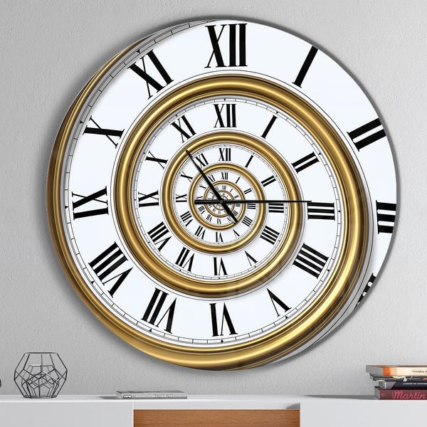 slide 2 of 10, Designart 'Time Spiral in Antique Style' Oversized Contemporary Wall CLock
