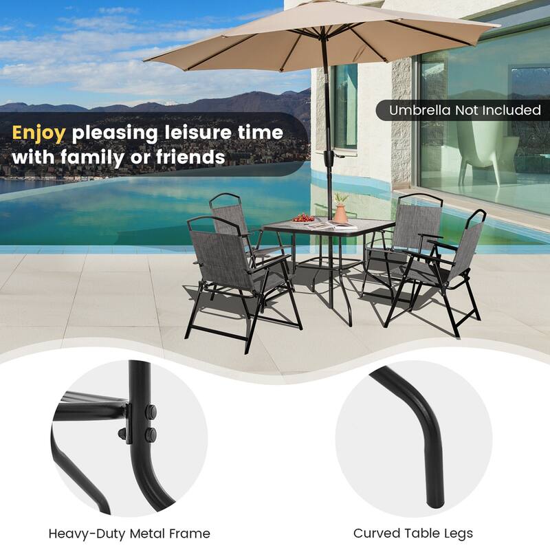 Costway 34 Inch Outdoor Dining Table Square Tempered Glass Table with - See Details