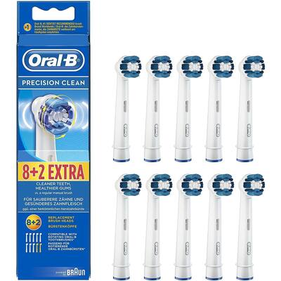 oral-b braun precision clean replacement toothbrush heads 10 count - white - N/A