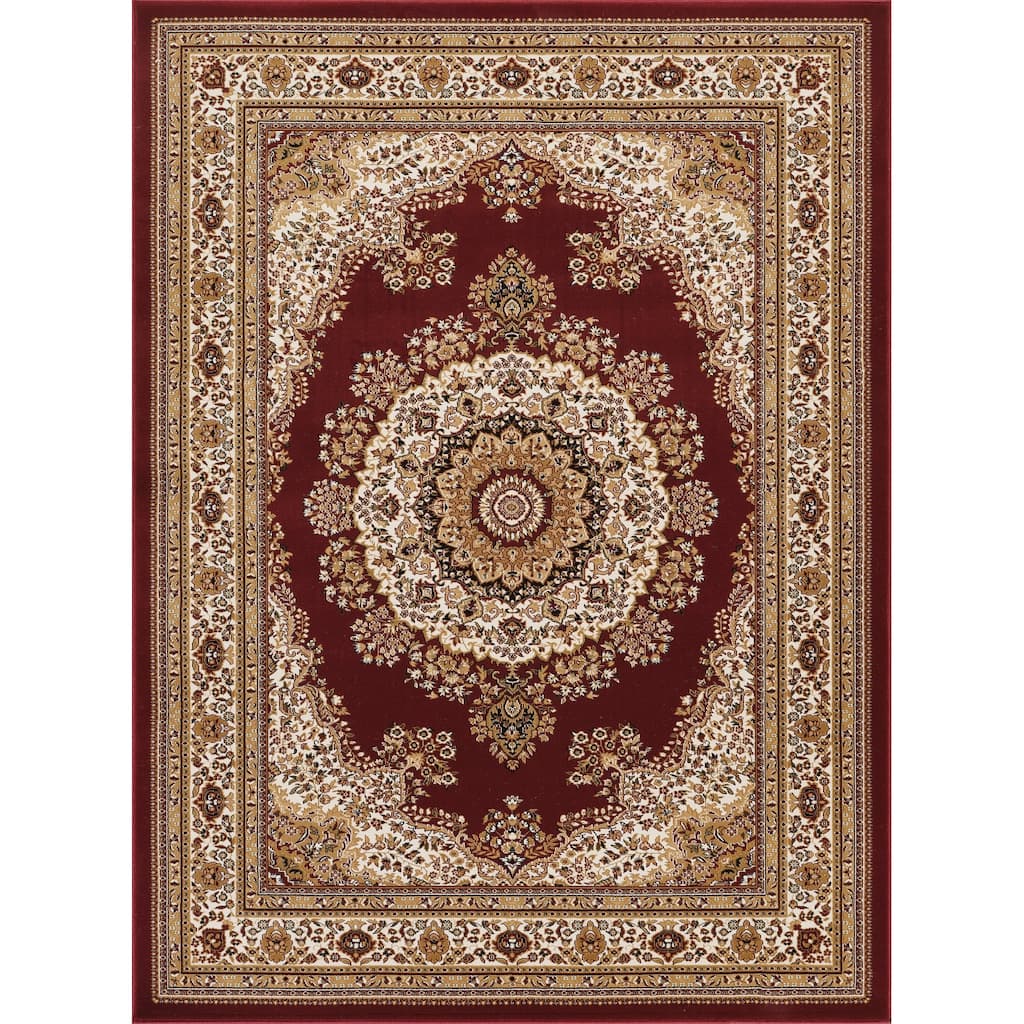 Red 7 ft. 10 in. x 10 ft. 6 in. Luxury Area Rug, 0.43 Pile Height – Sophisticated Warmth for Any Room - 6' x 7'