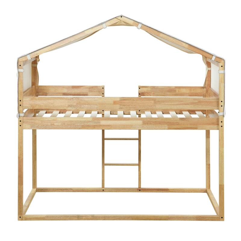 House Bed Twin Over Twin Bunk Bed Wood Platform Bed Frame